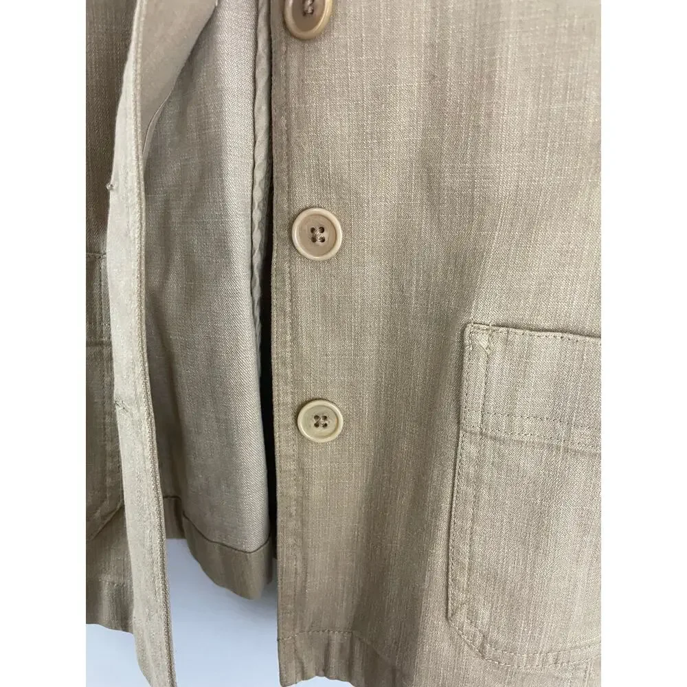 Ann Taylor Size 4 Women's Blazer Jacket Brown Tan Button  Jacket Work Cotton - Picture 4 of 11